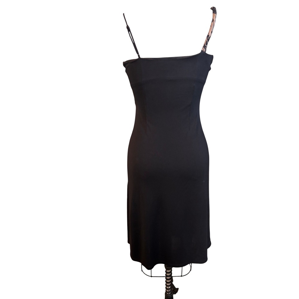 Lace Trim Asymmetrical BCBGMAXAZRIA Midi Dress XS Black - Picture 6 of 7